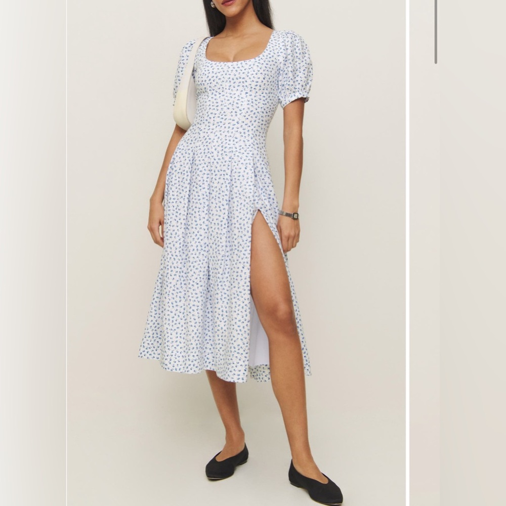 Reformation Blue Floral Midi Dress-Couco Floral Linen Midi color Hanna